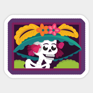 Mexican Day Of The Dead Catrina Skull / Traditional Cultural Icon in México by Akbaly Sticker